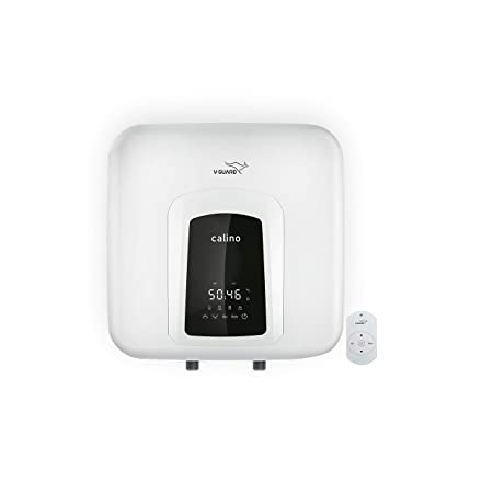 V-Guard Calino DG 15 Storage 5 Star Water Heater with Remote Control & Digital Display; Free PAN India Installation and Free Inlet Outlet Connection Pipes; White (15 Litre)