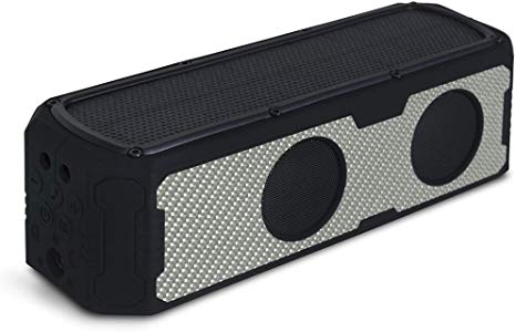 Carbon Fiber Solar Powered Portable Bluetooth Speaker with Phone Charging Capability by Reveal Shop (Silver)