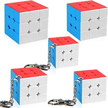 D-FantiX Moyu Cubing Classroom Set Mini 3x3 Speed Cube Keychains 3x3x3 Magic Cube Key Ring Toys Gift Box