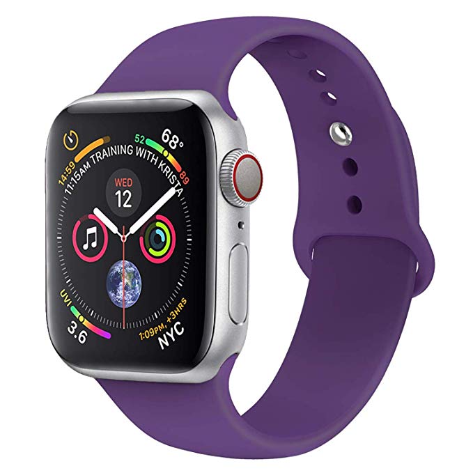Inozama Compatible with Apple Watch Band, Soft Silicone Sporty Replacement Wrist Strap Band for iWatch Series 4/3/2/1 (42MM/44MM M/L G Ultra Violet)