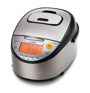 Tiger JKT-S10U-K 55-Cup Uncooked IH Rice Cooker with Slow Cooker and Bread Maker Stainless Steel Black