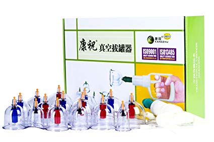 Kangzhu Professional Cupping Therapy Equipment Set with pumping handle 15 Cups & English Manual