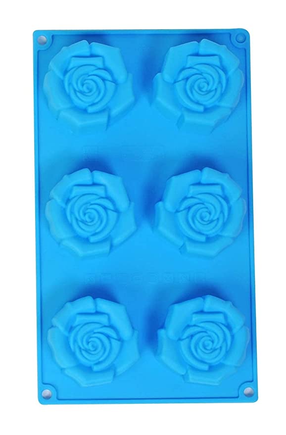 Grizzly® 1 Pc Silicone 6 Cavity, Rose Shape Cake Mould Chocolate Soap Mould Baking Mould Soap Making Candle Craft (Rose Mould)