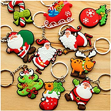 10pcs Christmas Xmas Tree Ornament Decoration Decor Key Chains Christmas Santa Claus Keychain Gift