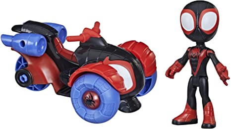 Marvel Spidey and His Amazing Friends Miles Morales Action Figure and Techno-Racer Vehicle, for Kids Ages 3 and Up