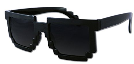 8-Bit Pixel Retro Computer Sun Glasses Nerd Sunglasses 8 Bit (Black)