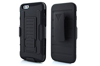iphone 6S Plus Case, MCUK 3 Layer Shock Resistant Hybrid Armor Full Body Protective Case with Kickstand and Removable Holster Swivel Belt Clip Cover for Apple iphone 6S Plus/6 Plus (6 Plus/6S Plus)