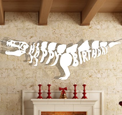 FRONT Birthday Banner Dinosaur Decoration Happy Birthday 1.3M Length Children's Dino Party Supplies (Dino)