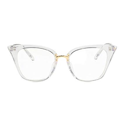 Shortsighted Glasses Womens Stylish Cat Eye Myopia Glasses for Long Distance Transparent White Frame -1.00 *** These are not Reading Glasses***