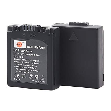 DSTE 2x CGR-S002 CGR-S002E Replacement Li-ion Battery for Panasonic Lumix DMC-FZ1 FZ2 FZ3 FZ4 FZ5 FZ10 FZ15 FZ20 Camera as CGA-S002 DMW-BM7
