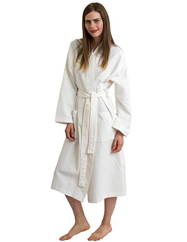 TowelSelections Turkish Cotton Waffle Bathrobe Kimono Waffle Robe Made in Turkey