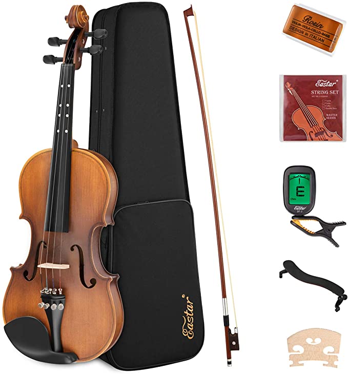 Eastar 1/2 Violin EVA-3 Matte Student Violin Set for Beginners with Learning Point in Fingerplate with Inlay