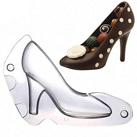7.5 Inch Long High Heel Shoe Chocolate Mold - Comkit Large Life Size 3D Plastic High Heel Mould for Cake Topper Decorating, Fondant, Candy