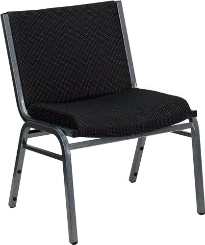Flash Furniture XU-60555-BK-GG Hercules Series 1000-Pound Big/Tall Extra Wide Black Fabric Stack Chair, Silver Vein