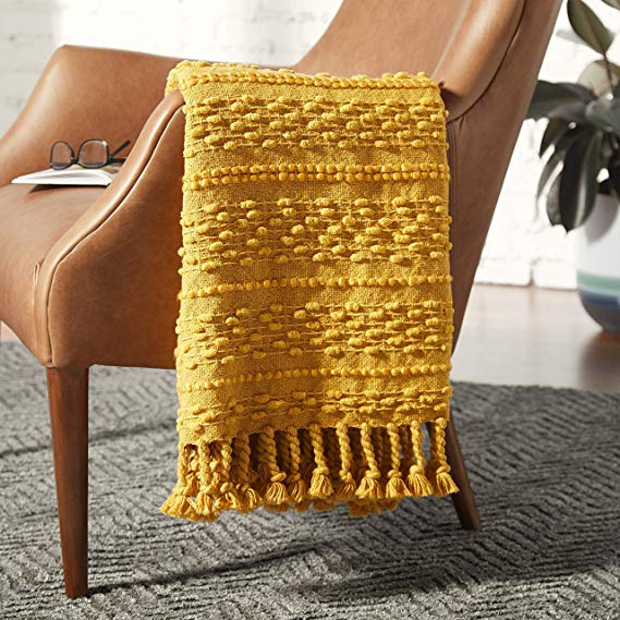 Rivet Contemporary Raised-Texture Throw Blanket, 60" x 50", Misted Yellow