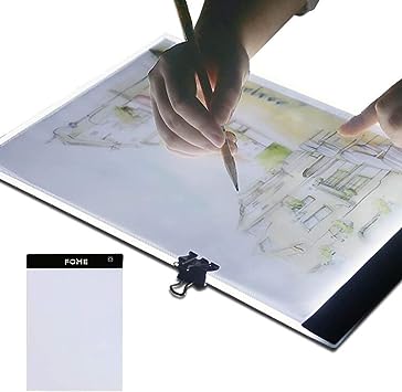 A4 Light Box, FOME Ultra-Thin A4 Tracing Lightbox USB Power Adjustable Brightness LED Drawing Board Tracing Pad Artcraft Tracing Light Pad for Artists Drawing Sketching Animation Stencilling