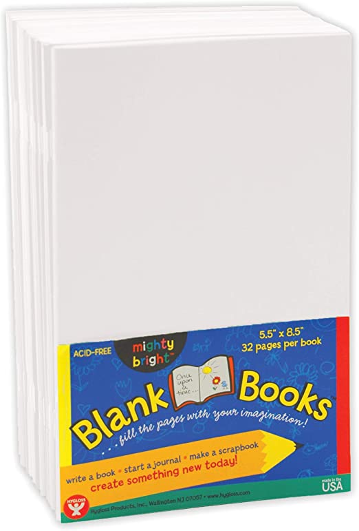 Hygloss Products White Blank Books – Great Books for Journaling, Sketching, Writing & More – Great for Arts & Crafts - 5.5 x 8.5 Inches - 10 Pack, (Model: HYG77710)