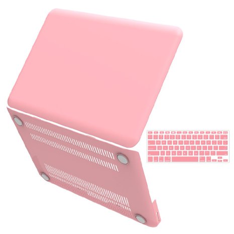 iBenzer - 2 in 1 Soft-Skin Plastic Hard Case Cover & Keyboard Cover for Macbook Pro 13" with CD-ROM (A1278), Pink MMP13PK 1