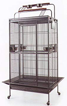 Mcage NEW Large Double Ladders Open Play Top Bird Wrought Iron Cage With Rolling Stand