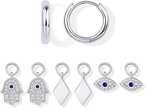 PAVOI 18K Gold Plated Huggie Earrings and Charm Set for Women | Mix and Match Earring Pack with Cubic Zirconia Pearl Opal Star Heart Evil Eye Snake Boho Charms