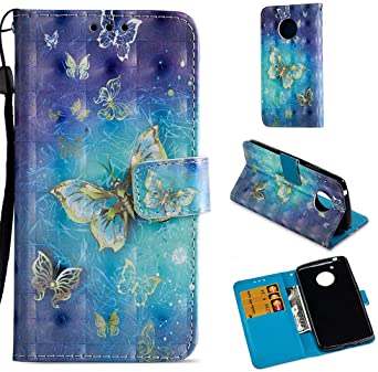 Moto E4 Wallet Case,Moto E4 Case,Moto G5 Case,Voanice PU Leather &Stand Card Slots Holder Flip Protective Folio Cover Magnetic For Motorola Moto E 4th Generation/G 5th Generation&Stylus-Blue Butterfly