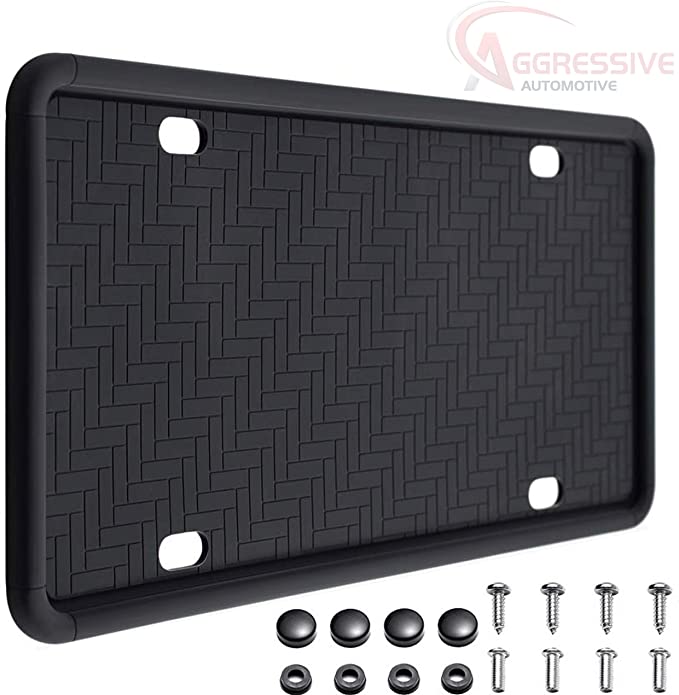 Aggressive Overlays - Silicone License Plate Frame (Black) Rust Proof, Rattle Proof, Weather Proof