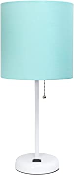 Limelights LT2024-AOW Stick Charging Outlet Table Lamp, White/Aqua