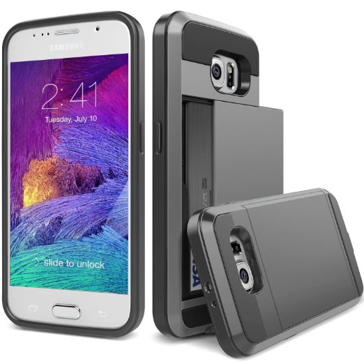 S7 Case, TekSonic® Samsung Galaxy S7 Case (Gunmetal) Armor Series [Card Slide Slot][Drop Protection][Heavy Duty][Wallet] Full Cover Protection Tough Case for Samsung Galaxy S7 (Dark Silver)