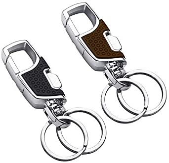 Key Chain 2 Key Rings Stainless Steel Heavy Duty Car Keychain for Men and Women