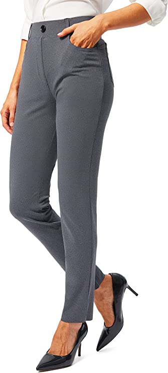 Womens Yoga Dress Pants with Pockets 26"/28"/30" Stretch Work Leggings for Women Skinny Slacks for Office Casual