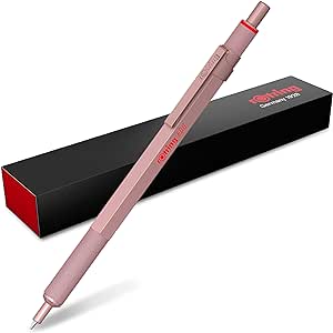 Rotring 600 Metallic Ballpoint Pen Medium Point Black Ink Rose Gold Barrel Refillable 1 Count