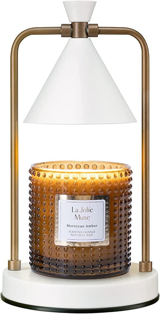 LA JOLIE MUSE Candle Warmer Lamp with Timer, Dimmable Candle Lamp, Electric Candle Melter, Compatible with Small & Large Candle, Bulb Included