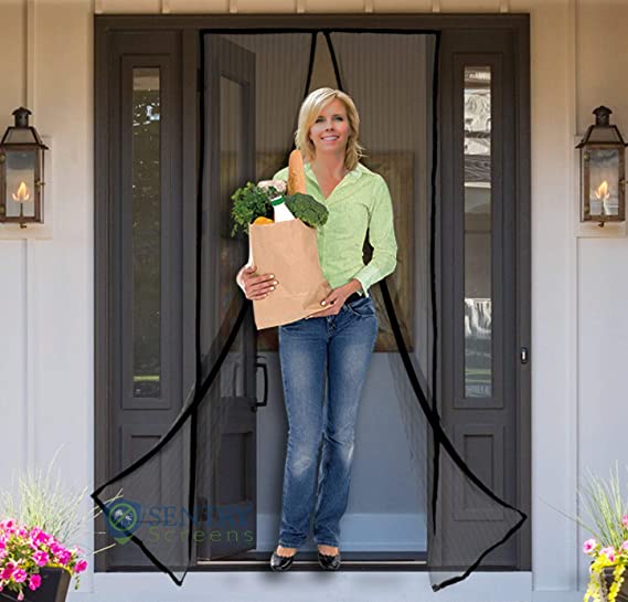 MAGNETIC SCREEN DOOR - Fits 30"x79" Doors (32"x80" Fly Curtain) - US Military Approved - Reinforced With Full Frame Hook and Loop Fasteners to Ensure All Bugs Are Kept Out - Tough and Durable