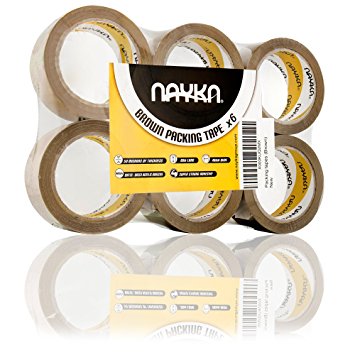 Nayka Brown Packing Tape (6 Rolls) – Heavy Duty Adhesive for Moving, Packaging, Parcels, and Storage Boxes – Stickier, Airtight Seal – UV & Moisture Resistant