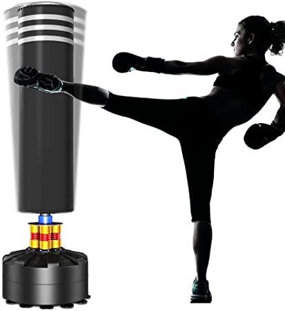 Dprodo Freestanding Punching Bag, 69''-182lbs Heavy Boxing Bag with Suction Cup Base for Adults Youth Kids - Men Stand Kickboxing Bag Kick Punch MMA Training Home Gym Equipment , Black