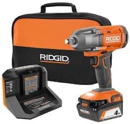 RIDGID 18V Cordless 1/2 in. Impact Wrench Kit with 4.0 Ah Battery and Charger