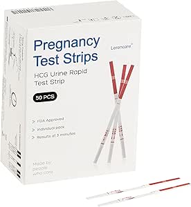 Pregnancy Test Strips, 50-Count Individually Wrapped Pregnancy Strips, Early Home Detection Pregnancy Test Kit, Clear HCG Test, Red