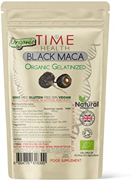 Gelatinized Black Maca Root - 2600mg Wholefood Equivalent - Peruvian - Soil Association Certified Organic - Vegan - GMP Standards - No Fillers, Binders or Flow Agents - Pullulan (60 Capsules)