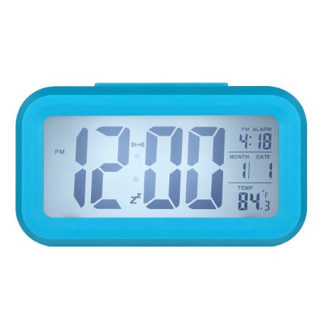LUOYIMANTM Led Clock Smart Oversized Backlit Digital Alarm Clocks Display Intelligent Alarm Clock Progressive Ringtone with Temperature(Blue)