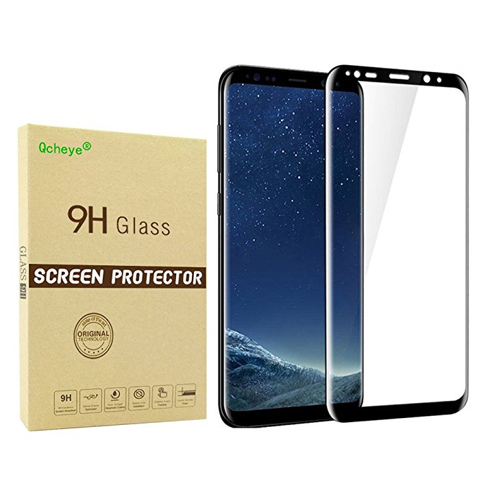 Galaxy S8 Plus Screen Protector,Full Coverage Edge to Edge Curved Tempered Glass Screen Protector for S8 ,Bubble Free Anti-Scratch,HD Clean 9H Hardness Film (Black)