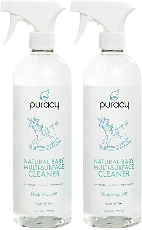 Puracy Natural Baby Multi-Surface Cleaner, Food-Safe, Nontoxic, Free & Clear, 25 Ounce (2-Pack)