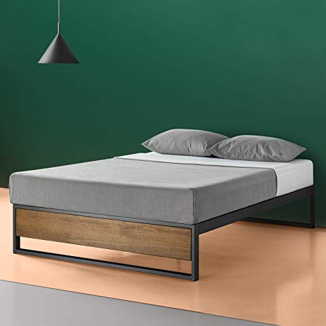 Zinus 14in Ironline Platform Bed Without Headboard, Queen