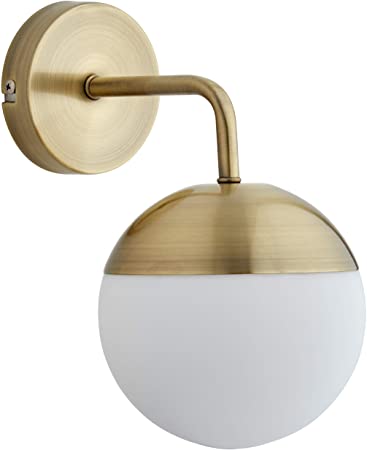 Amazon Brand – Rivet Modern Wall Sconce Light, 10"H, Antique Brass