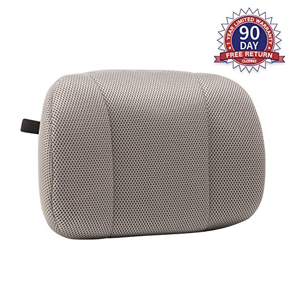 Memory Foam Lumbar Support Pillow with Washable 3D Mesh Cover Designed Lower Back Pain Relief Breathable Back Cushion for Office Chair Car Grey