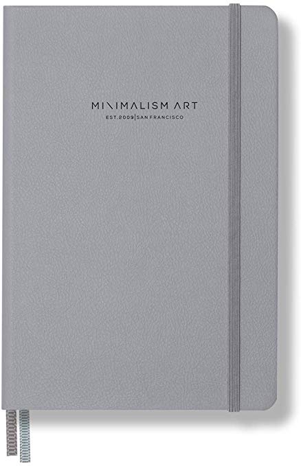 Minimalism Art, Premium Edition Notebook Journal, Composition B5 7.6 x 10 inches, Dotted Grid Page, Hard Cover,234 Numbered Pages,Gusseted Pocket,Ribbon Bookmark,Ink-Proof Paper 120gsm (Gray)