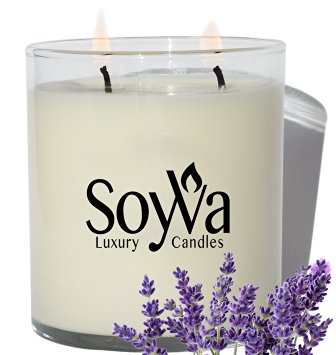 Lavender Scented Aromatherapy Candle by SoyVa Luxury Candles - Perfect for Relaxing, Stress Relief, Sleep, Peaceful, Meditation, Romantic, Spa and Massage - All Natural Soy Wax Handmade in the USA