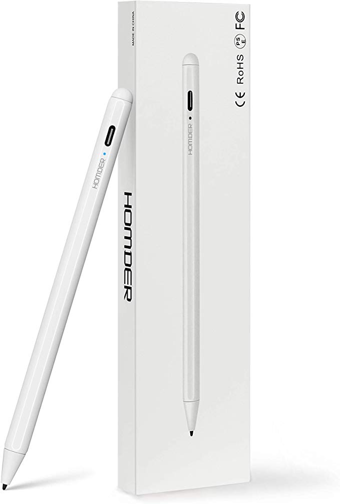 Stylus Pen for iPad,Homder 2nd Gen Active Stylus Compatible with Apple iPad (10.2-Inch) iPad Pro (11/12.9 Inch) iPad (6th Gen) Air (3rd Gen) Mini (5th Gen),High Precise Rechargeable Digital Pencil