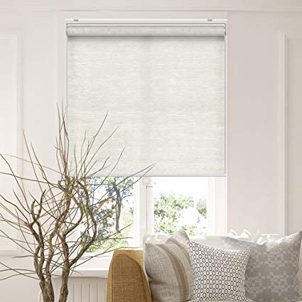 CHICOLOGY Snap-N'-Glide Cordless Roller Shades Smooth Privacy Window Blind 31" W X 72" H Felton Sand (Privacy & Natural Woven)