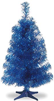 National Tree 3 Foot Blue Tinsel Tree with Plastic Stand (TT33-707-30-1)