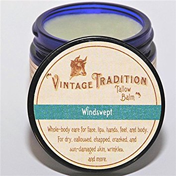 Vintage Tradition Windswept Tallow Balm, 100% Grass-Fed, 2 Fl Oz "The Whole Food of Skin Care"